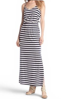 (Sizes S, L, XL) Chelsea & Theodore Navy & White Striped Maxi Dress